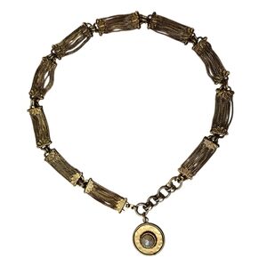 RARE 70s CHANEL Vintage Hammered Gold Multi-Strand Belt with Gripoix Pearl w/COA